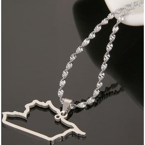Stainless Steel Silver Color Syria Map Pendant Necklaces Fashon Syrians Map Jewelry