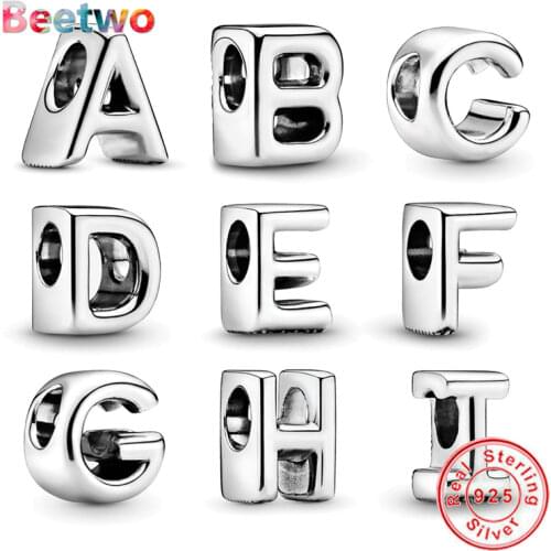 Fit Pandora Bracelet Charms Jewellery Letter I LOVE YOU 26 Alphabet Charm Beads Gifts 925 Sterling Silver Jewelry Berloque