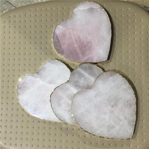 Natural rose gemstone platter meditation healing chakra rough agate slice crystal plate coaster home decoration