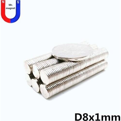 Best-selling 1000pcs 8mm x 1mm small wafer fridge magnet 8x1 super strong permanent magnets 8*1 rare earth neodymium magnet N35