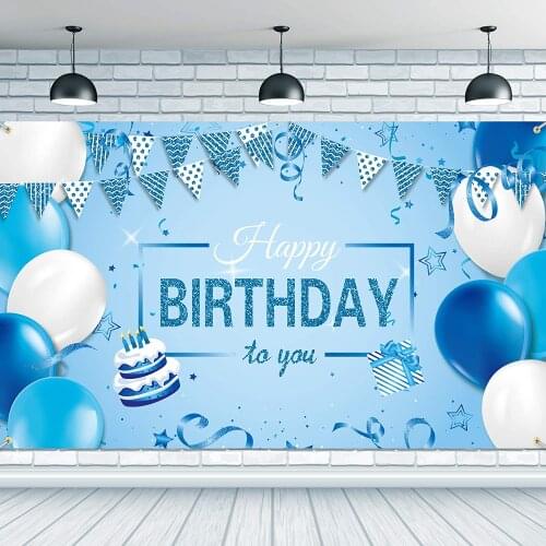 Happy Birthday Party Background Banner Photography Backdrop Blue For Indoor Outdoor Birthday Decorations