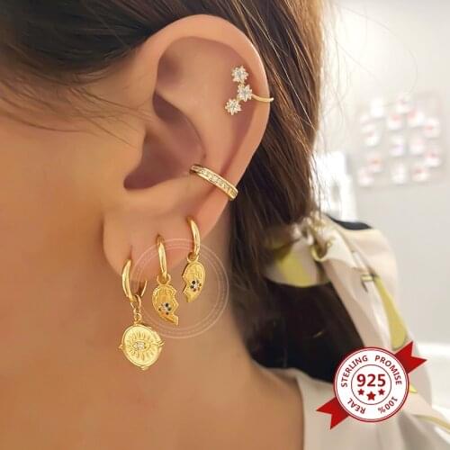 925 Silver Ear Buckle Heart Colorful Crystal Hoop Earrings for Women BEST FRIEND Pendant Earrings Birthday Gift for Friends