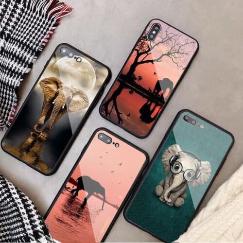 Totem Elephant Aztec Tempered Glass Phone Case For iPhone 6 6plus 7 plus 8 8plus 5 5S SE For iPhone X XS XR XS Max