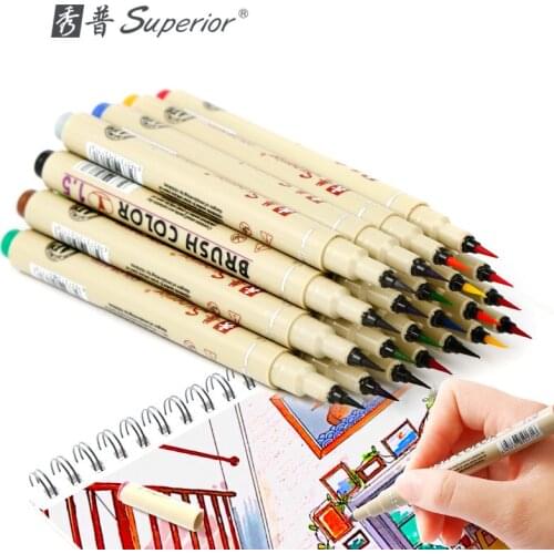 Superior 12 Color Drawing Brush Pen Set Artist Soluble Colors Sketch Marker for School Drawing Design Paints Art Supplies