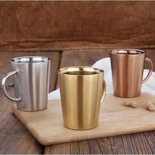 Quevinal 100pcs 320ml 12oz Vacuum Cups Double Wall Stainless Steel Mug Beer Cup Insulated Milk Thermo Coffee Mug with handles