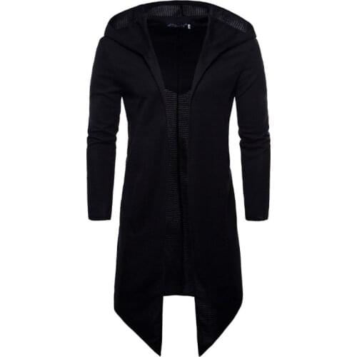 Fad Spring Hooded Cloak Long Cardigan Coat New Europe and America Long Windbreaker Cloak Coat Knitted Sweater Big Size 5XL