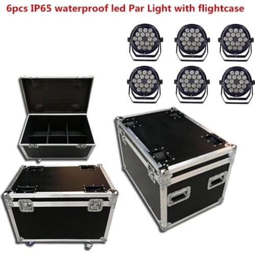 6X IP65 waterproof led Par Light with flightcase 18X18W Par Lights RGBWA UV 6in1 LED Strobe stage DJ equipment disco lights