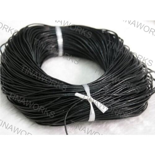KONMAY-100 Yards 1.5mm Black Round Real Genuine Leather Cord/String for Jewelry Making Crafting Beading Necklace Bracelet Making