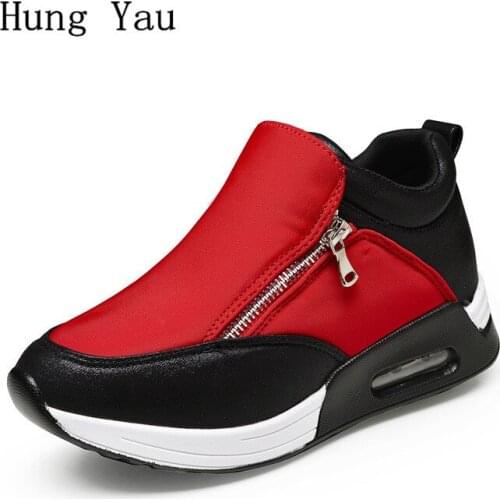 Women Casual Shoes Flat 2018 Fashion Outdoor Breathable Couple Shoes Zipper Height Increasing Shoes Woman Platform