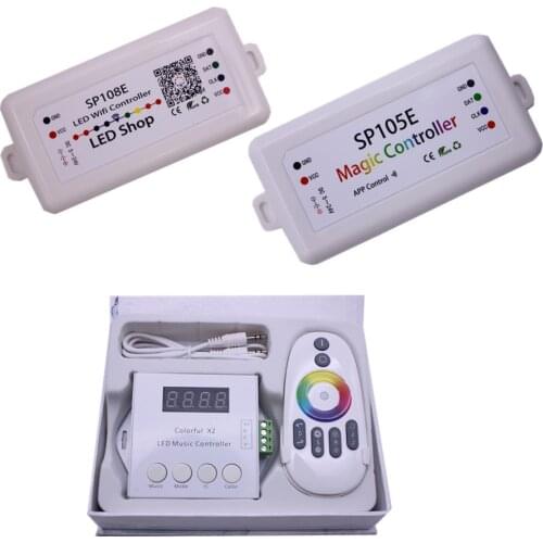 DC5V-24V WS2812B WS2811/WS2813/USC1903 Magic LED tape digital colorful music X2 controller with RF touch remote Max 1000pixels