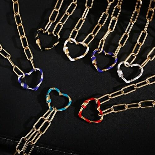 Punk Heart Dripping Oil Necklace For Women Classic Gold Long Chain Choker Copper Charm Choker Party Necklaces Men Jewelry
