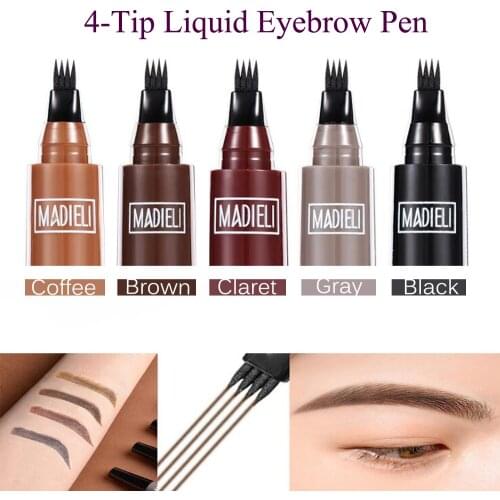 Tattoo Brow 4 Tip Liquid Eyebrow Pen Four Color Head Sketch Line Eyebrow Refill Eye Pencil Makeup Tool
