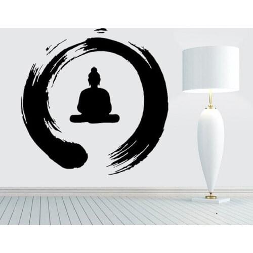 ZOOYOO Zen Circle With Buddha Wall Decal Vinyl Sticker Art Decor Murals Living Room Bedroom Decoration