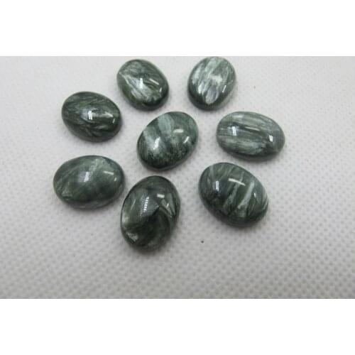 1Ps Natural Seraphinite Gem Stone Jewelry13*18mm Oval Semi semi stone Loose Cabochon