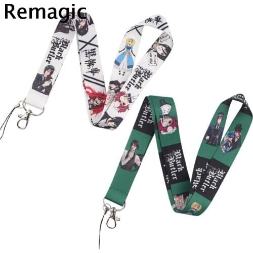 20pcs Black Butler Neck keychain necklace webbings ribbons Anime Cartoon Neck gifts ID badge holder Keychain Lanyard decoration