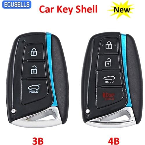 3/4 Button Smart Remote Key Shell Case Car Key Housing Cover Fob for Hyundai Santa Fe 2011-2015 with HY22 Small Key Uncut Blade