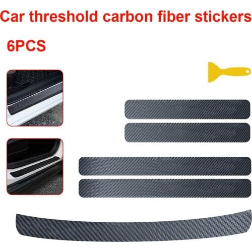 Car Rear Pumper Protector Universal PVC Scratch-Resistant Trunk Door Entry Guard Sticker Carbon Fiber Decal