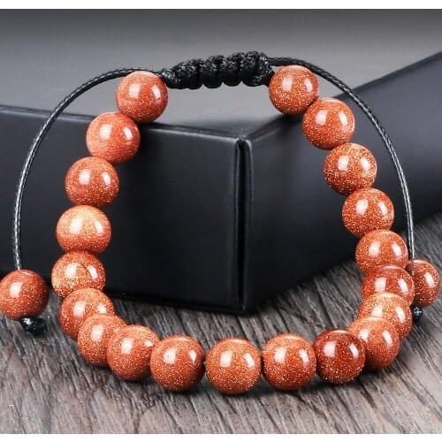 8mm Handmade Natural Stone Adjustable Beads Bracelets Braided String Bangle Bracelets for Women Men Friend Gifts Stretch Jewelry