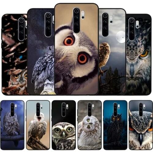 Animal Owl black Silicone Phone Case For Redmi note 9 8 7 Pro S 8T 7A Cover