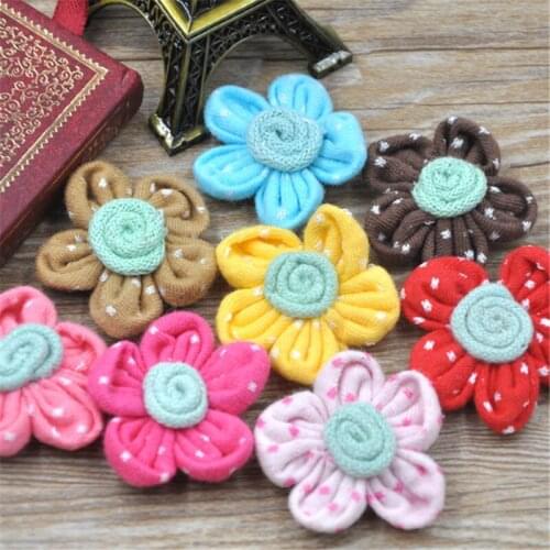 10 pcs MIx Color Fabric Flower Appliques sew/craft/wedding DIY doll lots A042