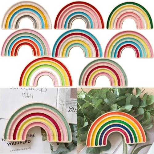 Nordic Style Wooden Rainbow Building Blocks Toy For Kids Room Decor,Newborn Photography Props Blocks Ornament, Birthday Gift