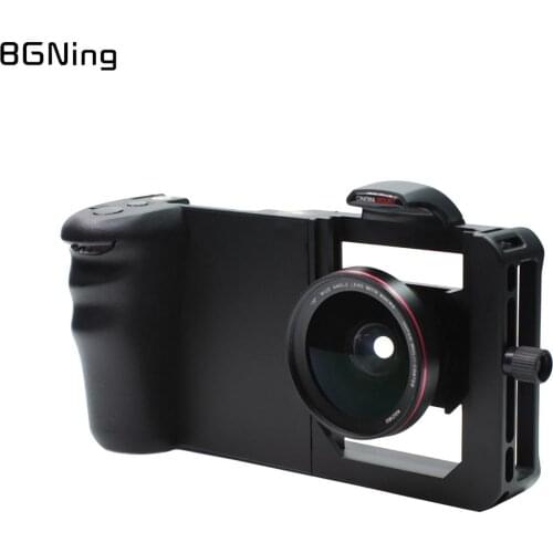 Smartphone Cage Camera Stabilizer Video Rig Filming Case with Wide-angle Macro Telephoto Lens Filter for Xiaomi for Huawei Mount
