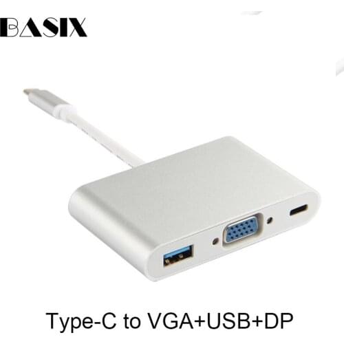 Basix Type C to Female VGA Adapter Cable USBC USB 3.1 to VGA Adapter for Macbook 12 inch Chromebook Pixel Lumia 950XL Usb C Hub