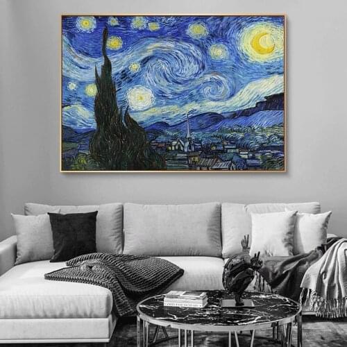 Van Gogh Starry Night Canvas Paintings Impressionist Art Posters and Prints Abstract Wall Art Picture for Living Room Home Decor