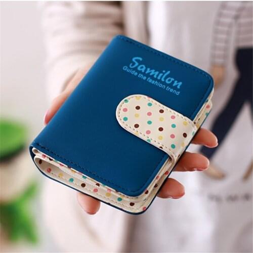 New Fashion Candy Colors Women Wallets Short Polka Dots Leather Zipper Small Wallet Purse Cards Holder womens wallets Hot Sale