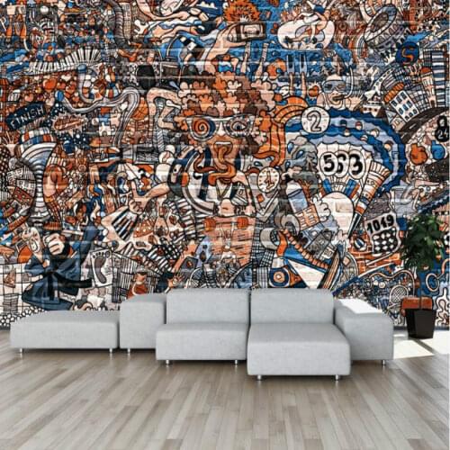 Creative street graffiti Wallpaper for Bar KTV backdrop Walls 3d Wall Paper TV Background Painting Mural Wallpapers decorate