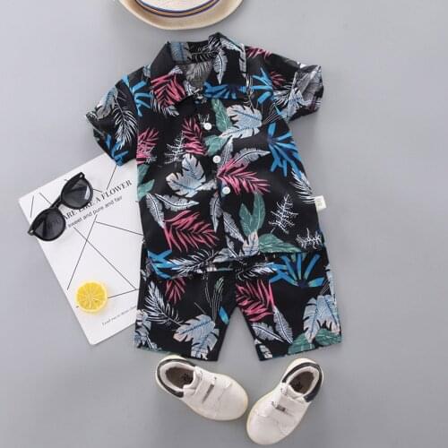Summer Kids Baby Boys Sets Floral Print Button Down Shirt+shorts Beach Outfits Set Fashion Conjuntos De Menino Sukienka Letnia