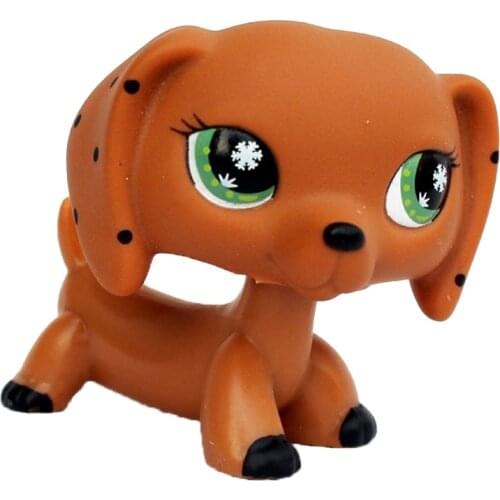 LPS CAT Real pet shop toys DACHSHUND old rare brown sausage dog snowflake eyes kids toys present free shipping