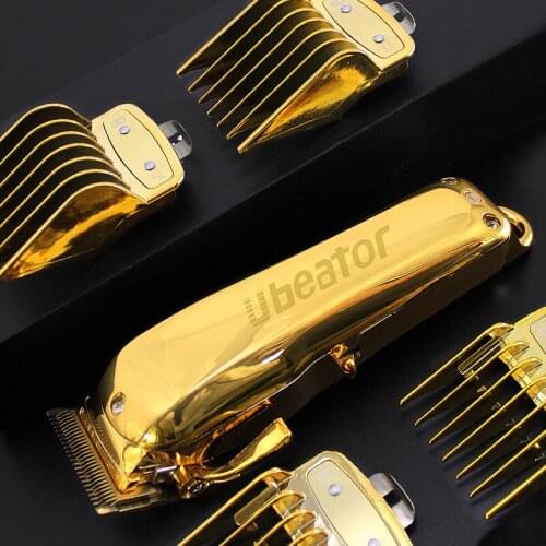 Hair Clippers gold Mirror All-Metal Body Trimmer Haircut Cordless Rechargeable Beard LED Stainless Steel Cutter Head