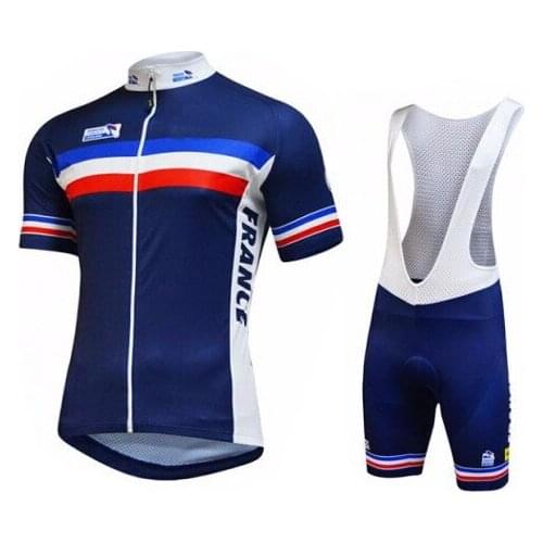 2016 FRANCE NATIONAL TEAM BLUE Mens Cycling Jersey Short Sleeve Bicycle Clothing With Bib Shorts Quick-Dry Ropa Ciclismo