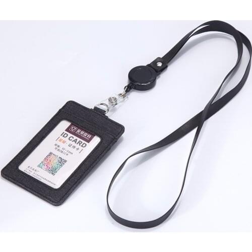 Men Women Retractable Card Holder Wallet Business Credit Card Holders Bank ID Card Neck Strap Lanyard Identity Badge Wallet Case