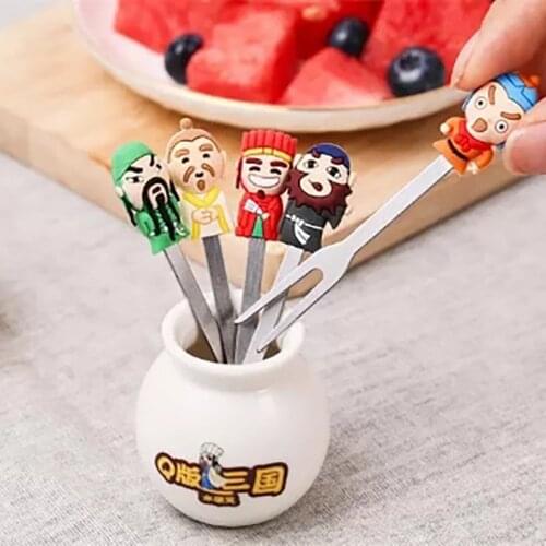 5PCS Chinese Fruit Dessert Fork Set Mini Cartoon Children Snack Cake Dessert Pick For Kids Toothpick Bento Lunches Party Decor
