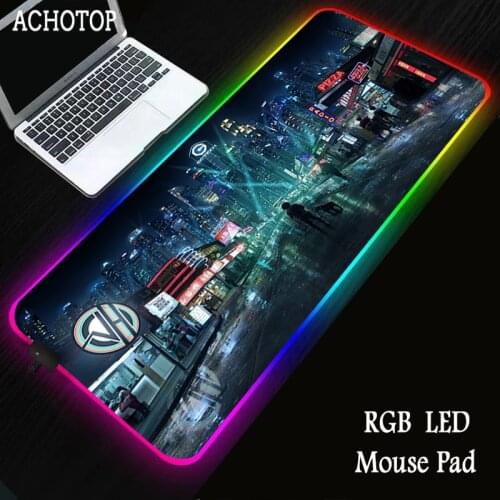 Neon Night City LED Light Mousepad RGB Keyboard Cover Desk mat Colorful Surface Mouse Pad Waterproof Multi-size Computer Gamer