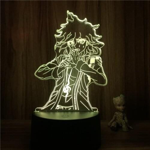 3D Nightlight Anime Nagito Komaeda Fighting Danganronpa V3 Figure 7 Colors Touch Optical Illusion Table Lamp Gift Room Decor