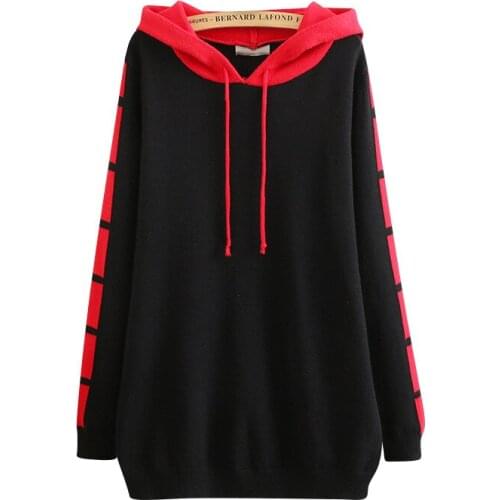 2020 new Autumn Winter Womens Knitted Hoodie Fashion Plus Size Sweatshirts Long-sleeved Pullover Hooded Jacket Female Tops J365