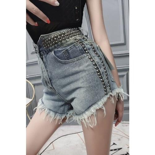 Summer 2020 new ultra-high waist slim slim all-match heavy industry hot denim shorts