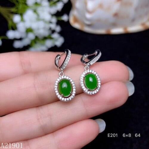 KJJEAXCMY Supporting detection 925 Silver-inlaid Natural Jasper Ear Buttons and Earrings Supporting Detection