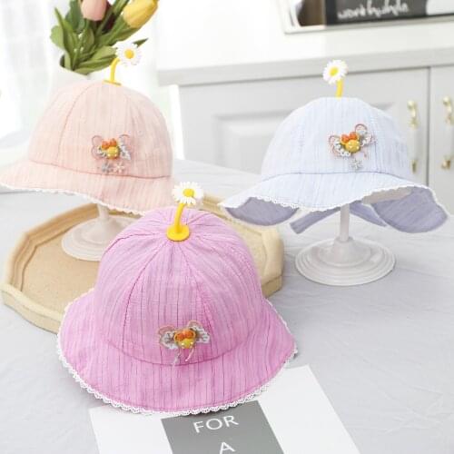 Cute Baby Infant Summer Outdoor Bucket Hat Children Sun flower Cartoon Cap Sun Beach Cap Lovely Baby Girl Hats Cotton Visors