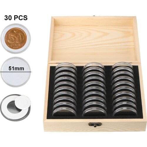 Adjustable Antioxidative Wooden Commemorative Coin Collection Case Coins Storage Box with Adjustment Pad
