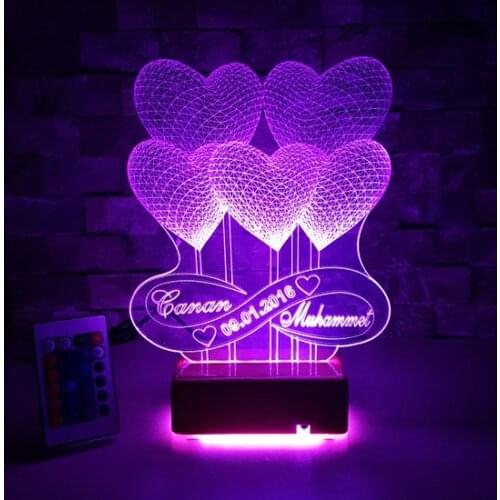 Modern New Heart 3D Design Led lamp 5KALP and Is Dated Led lamp 16 Different Color Desk lamp