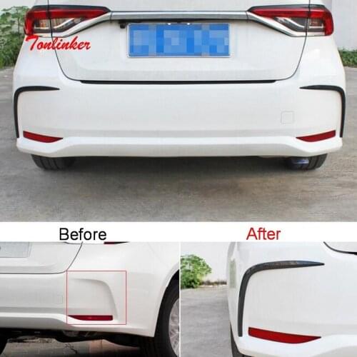 Tonlinker Exterior Car Rear Bumper Beside Cover Sticker for Toyota Corolla 2019-20 Car Styling 2 PCS ABS Carbon Cover Sticker