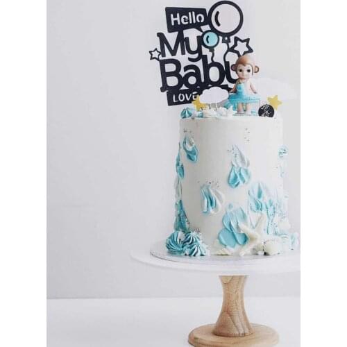 Hello My Baby Love Happy Birthday Cake Topper Black Newborn Birthday Cupcake Topper for Newborn Birthday Party Cake Decorations