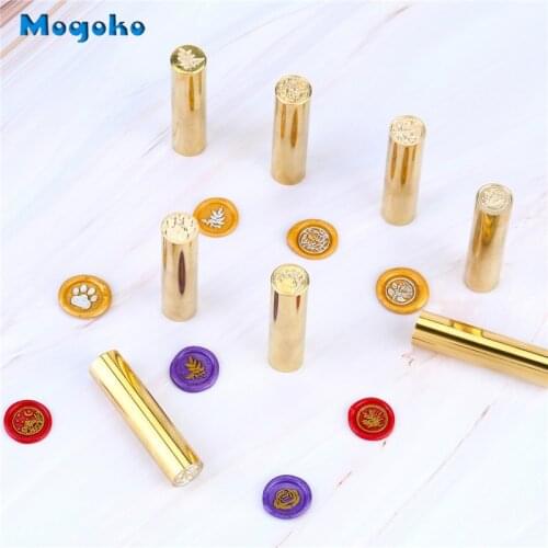 Mogoko New 1 Pc Mini Retro Sealing Wax Seal Stamps 15mm Diameter Brass Cylinder Wax Stamp for Wedding Cards Envelope Decoration