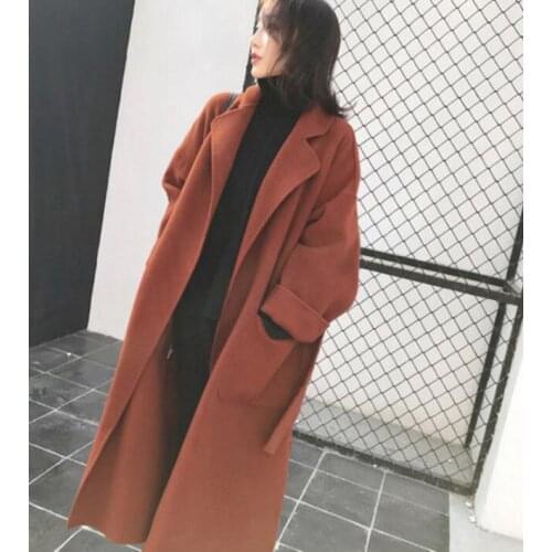 Womens Thicken Woolen Overcoat Winter Retro Loose Long Over The Knee Coat