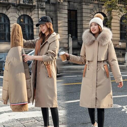 Winter down parka women inner liner overcome color womens middle and long winter thickened waist cotton jacket