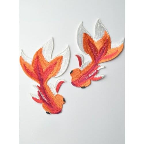 1Pcs Goldfish Embroidery Cloth Embroidered Patches Sew on Iron on Embroidery Stickers DIY Patch Clothing Appliqued Badges